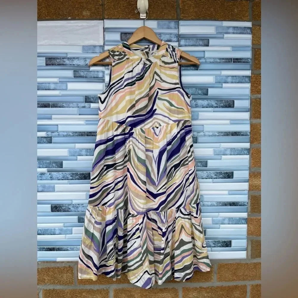 Anthropologie  Faustina Colorful Trippy Marbled Stripe Mini dress 00